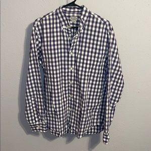 J Crew long sleeve purple and white checkered